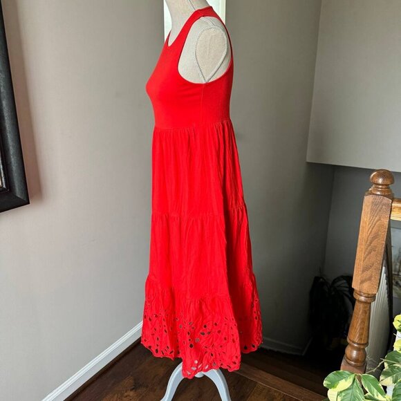 J. CREW Maxi Petite Boho Cotton Red Boho Dress - Size XSP - Picture 3 of 7